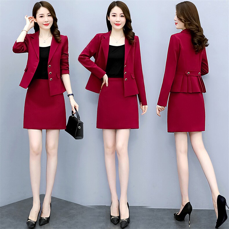 现货2023秋季时尚简约大方气质优雅收腰显瘦休闲修身潮流两件套，女装套装/套裙，三木叶子