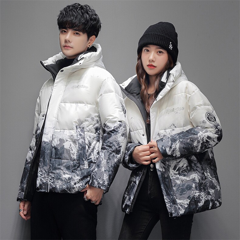 现货   2025秋冬雪山渐变羽绒服男女短款加厚外套1314P90图片