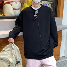 2026春装肌理感男士长袖T恤潮流男袖子纽扣设计W56681/特P35黑，男装T恤，电商A094