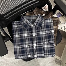 加绒格子衬衫男士长袖衬衣加厚秋冬新款青少年衬衣，男装衬衫，星座410-6（原星座1304-1）