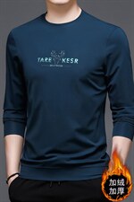 新款男装秋冬长袖T恤加绒加厚印花休闲卫衣打底衫KLS28013-P80图片
