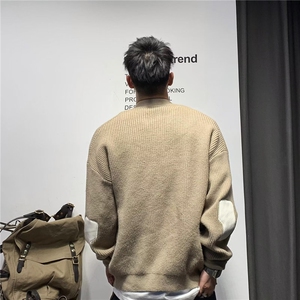 8231美式复古简约针织衫新款潮牌慵懒风大V领长袖开衫毛衣外套图片