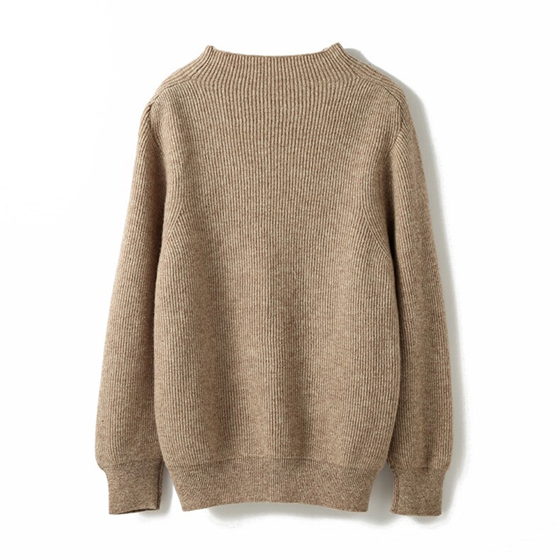 2025春秋新款羊绒衫女100纯山羊绒圆领套头保暖针织衫半高领上衣，女装羊毛衫，奥千羊绒