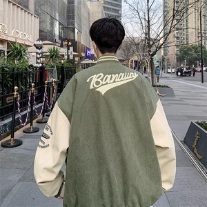 棒球服男春秋季潮牌宽松休闲夹克男撞色拼接印花外套JK0045-P60图片