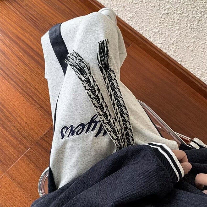 秋季潮嘻哈宽松阔腿运动长裤美式复古刺绣拼接休闲裤男K4701-P32,男装休闲裤,星座512-2