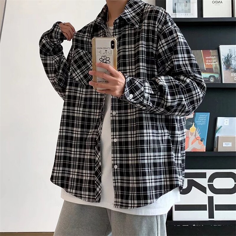 长袖衬衫春款男港风潮流C25P32图片