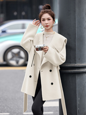 双面羊毛大衣女高级感时尚减龄今年流行毛呢外套2025年冬季，女装双面呢大衣，琦鑫阁（原依鑫阁）