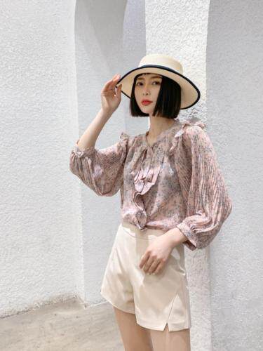 【现货】春夏新款花边蝴蝶结衬衫淑女风，女装衬衫，笑思源