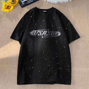 量大优供抖音视频 支持得物配合二开美式满天星亮片短袖T恤MTX263图片