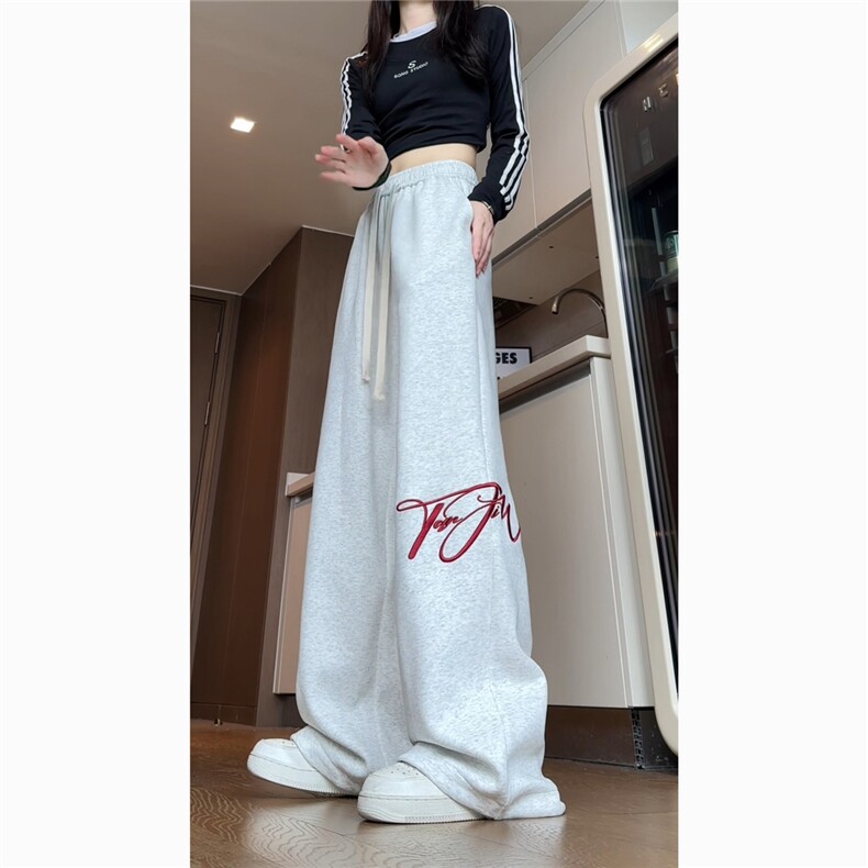 现货！秋冬休闲裤刺绣卫裤宽松潮流拖地长裤 K209-p45特控78图片