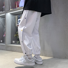 休闲裤男秋韩版排扣阔腿裤港风潮牌宽松束脚卫裤A125-DK911-P50，男装休闲裤，电商A071