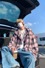 磨毛加厚连帽外套秋季美式慵懒风格子长袖衬衫C2257-特价P45，男装衬衫，电商A007