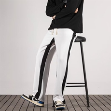 男款薄款黑白色阔腿宽松百搭运动裤男生直筒休闲长裤VS031/P44，女装休闲裤，星座506