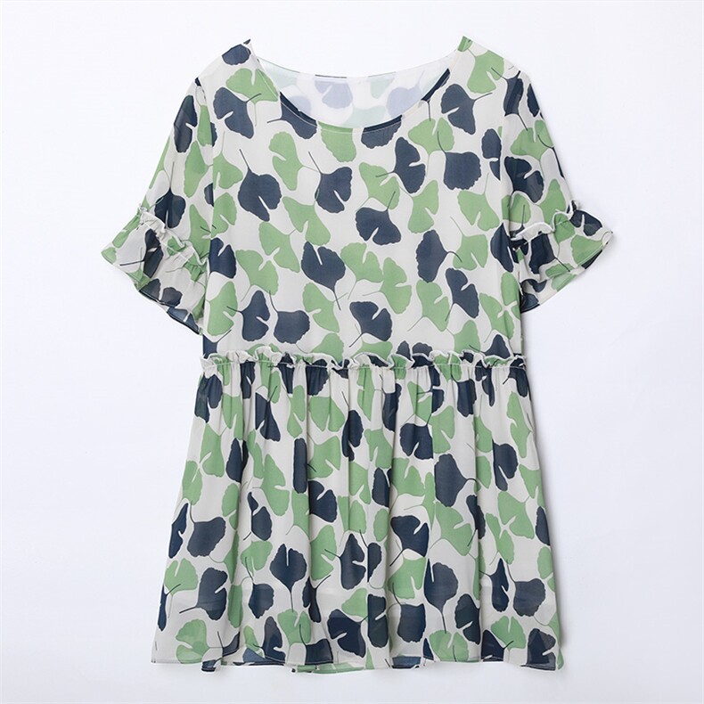 2022夏季新款简约时尚气质圆领休闲雪纺衫，女装蕾丝衫/雪纺衫，依倍林