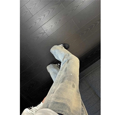 水洗泼墨猫爪痕牛仔裤男直筒美式vibe风裤子高街窄版高裆微喇叭裤，男装牛仔裤，星座1005-6