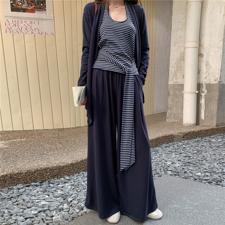 牛仔韩版背心休闲运动套装阔腿洋气显瘦时尚高腰宽松春秋气质直筒,女装套装/套裙,2C210
