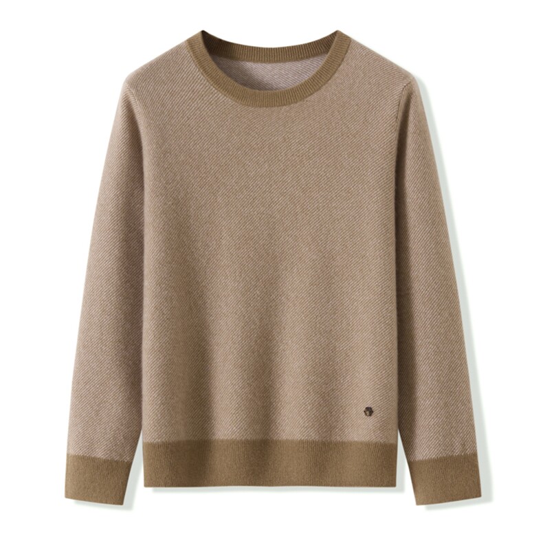 秋季新款纯色针织圆领套头上衣时尚休闲百搭，男装羊绒套衫，昭美纯山羊绒