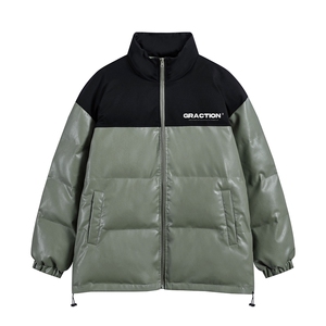 白底23新款冬季时尚百搭宽松字母印花PU棉服外套MY401P115控158图片