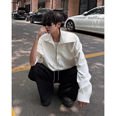 春夏新款小心机深V西装领系带衬衫简约美式时尚衬衫外套特P38，男装西服套装，电商B319