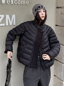 2025冬装新款时尚针织拼接门襟羽绒服图片
