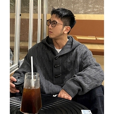 早春连帽套头毛衣宽松针织打底衫男士外穿北极绒牛角扣毛衣MY665，男装T恤，星座1116A（原606A-3）