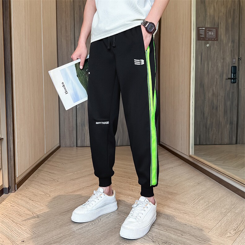 束脚运动针织裤男休闲裤条纹织带设计感哈伦裤A327-L861，男装休闲裤，电商A327