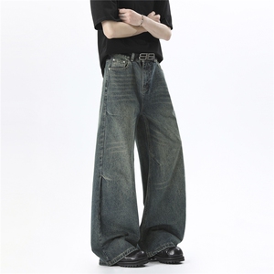 xz905-Z086#P65 美式高街宽松阔腿牛仔裤，男装牛仔裤，星座905