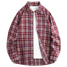 春季新款格子男女情侣款潮流宽松格纹衬衣，男装衬衫，星座1107-1