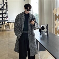 港风长毛马海毛财阀羊毛呢子长款西装毛呢外套男FY77909P198控288，男装风衣，星座226-1