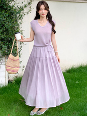 2026年夏季新款时尚优雅舒适肤感飘逸两件套裙，女装套装/套裙，超帛