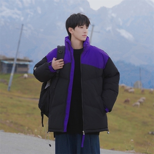 港风潮牌新款拼色立领棉服潮流保暖棉衣M071-P85控118图片