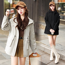 女装2025春装新款韩版连帽宽松大码冲锋衣外套派克服学生外套上新，女装派克服，星宇服饰