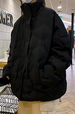 黑色菱形格棉服棉衣外套男冬季cleanfit短款美式高街M6133/特P83，男装棉衣，电商D202-1