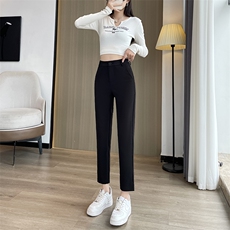 弹力黑色西装裤女2024新款八九分休闲小脚西裤烟管萝卜裤子春秋，女装休闲裤，云美莎专业女裤-全店现货