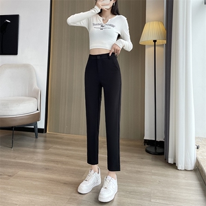 弹力黑色西装裤女2024新款八九分休闲小脚西裤烟管萝卜裤子春秋图片