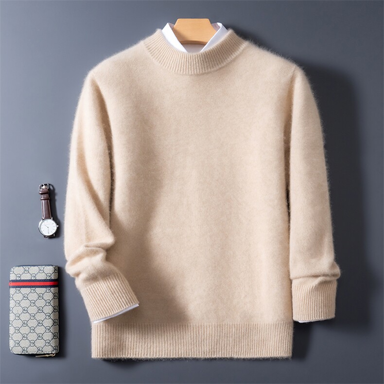 2025秋冬百搭时尚简约男半高针织衫，男装羊绒套衫，艾驰羊绒