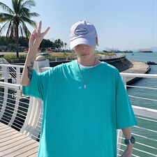 白底带影2022色夏季流行宽松大码情侣纯色短袖T恤A158-DXT01，男装T恤，电商B241