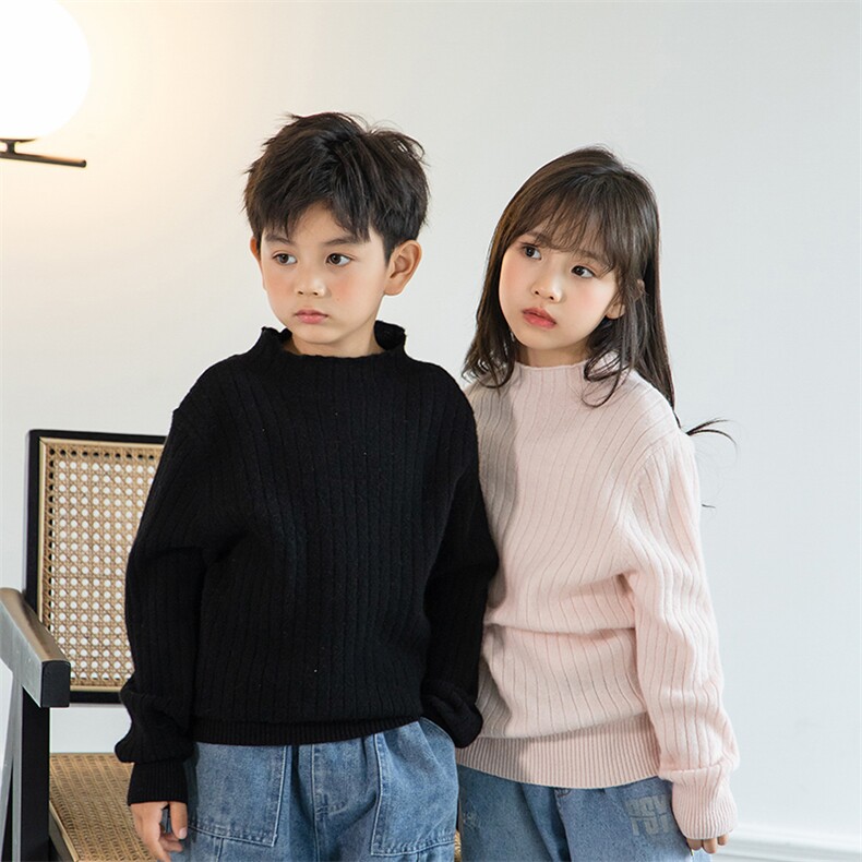 儿童羊毛衫半高圆领女童装秋冬季男童毛衣套头宝宝加厚羊毛衫打底，童装儿童羊毛衫，暖钟情羊绒