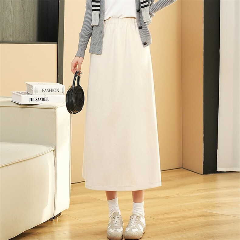 秋冬新款高腰显瘦气质长款半身裙优雅百搭舒适保暖，女装半身裙，佰旭羊绒