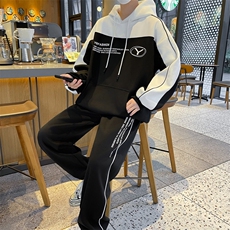 2025新款青少年春秋季连帽卫衣男套装运动休闲潮流衣服套装男P100，男装休闲套装，星座1210A