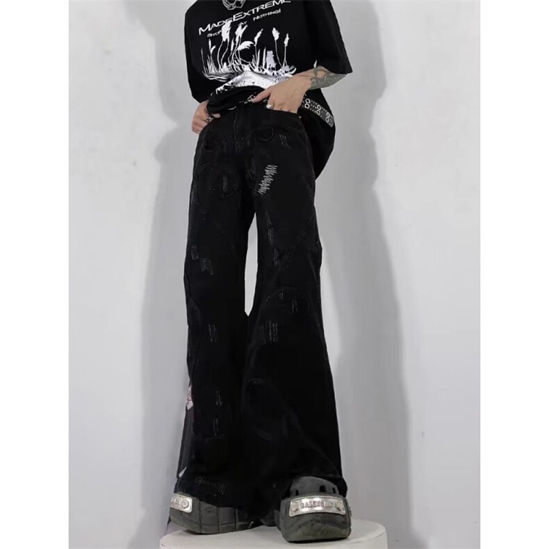 1506A/GC11890/P59美式潮牌设计感小众微喇牛仔裤阔腿休闲长裤1,男装牛仔裤,星座1506A
