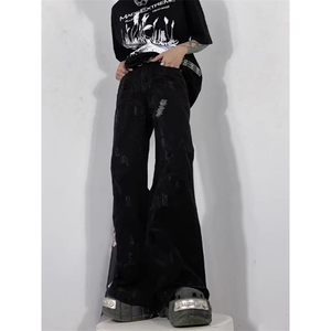 1506A/GC11890/P59美式潮牌设计感小众微喇牛仔裤阔腿休闲长裤1图片