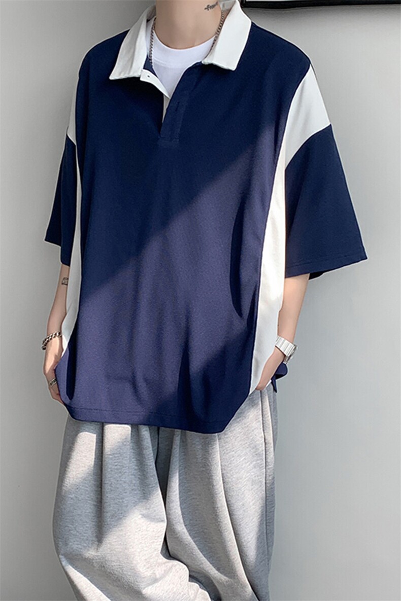 8XL-M拼接撞色短袖t恤男款夏季新款半袖POLO衫加肥加大码DT004P38,男装T恤,电商B312