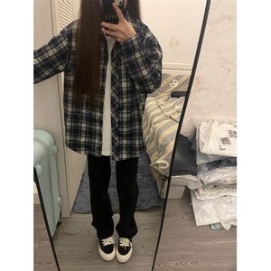 【有货】cleanfit藏青色格子衬衫长袖美式复古衬衣V3211LL-P38,中老年光头男士夏季搭配图片
