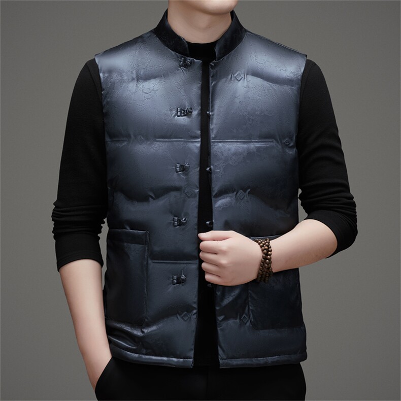 风羽绒服唐装马甲90绒羽绒服男复古盘扣中式唐装TR2816-P145图片