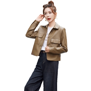 皮衣外套女春秋短款2025年新款欧货气质PU皮夹克高级感小个子上衣图片