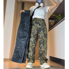 抖音直播夏款男女牛仔裤蛇皮迷彩弯刀直筒中性长裤A929P50，男装牛仔裤，星座1013