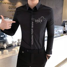 19秋款男青年英伦风衬衫韩版商务男士长袖百搭衬衣102A-BF03，男装衬衫，星座419（原A233）