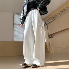 百搭蝴蝶结系带阔腿裤女春秋季2025新款高腰显瘦卫裤直筒休闲裤，男装休闲裤，星座506A