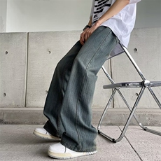 竹节纹微喇牛仔裤美式裤子男夏季薄款窄版直筒裤NC1069，男装牛仔裤，星座1116A-1（原606A）